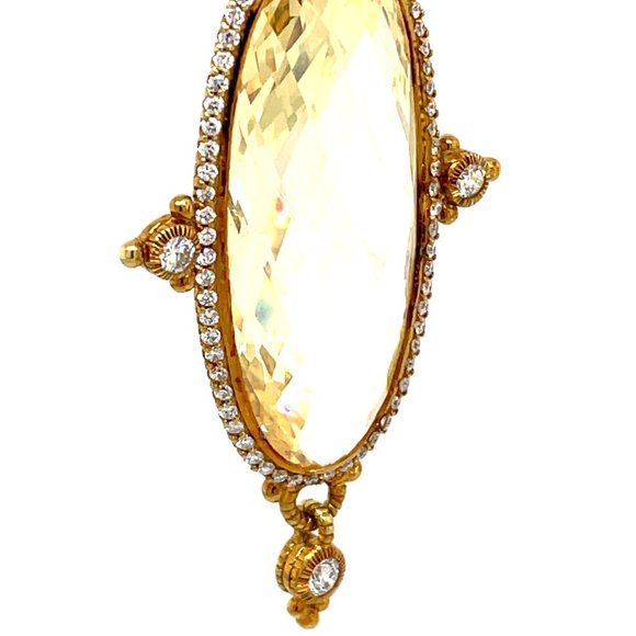 $6500 RARE Judith Ripka LARGE Arielle Canary Diamond Earrings in 18K Yellow Gold - Picture 4 of 6